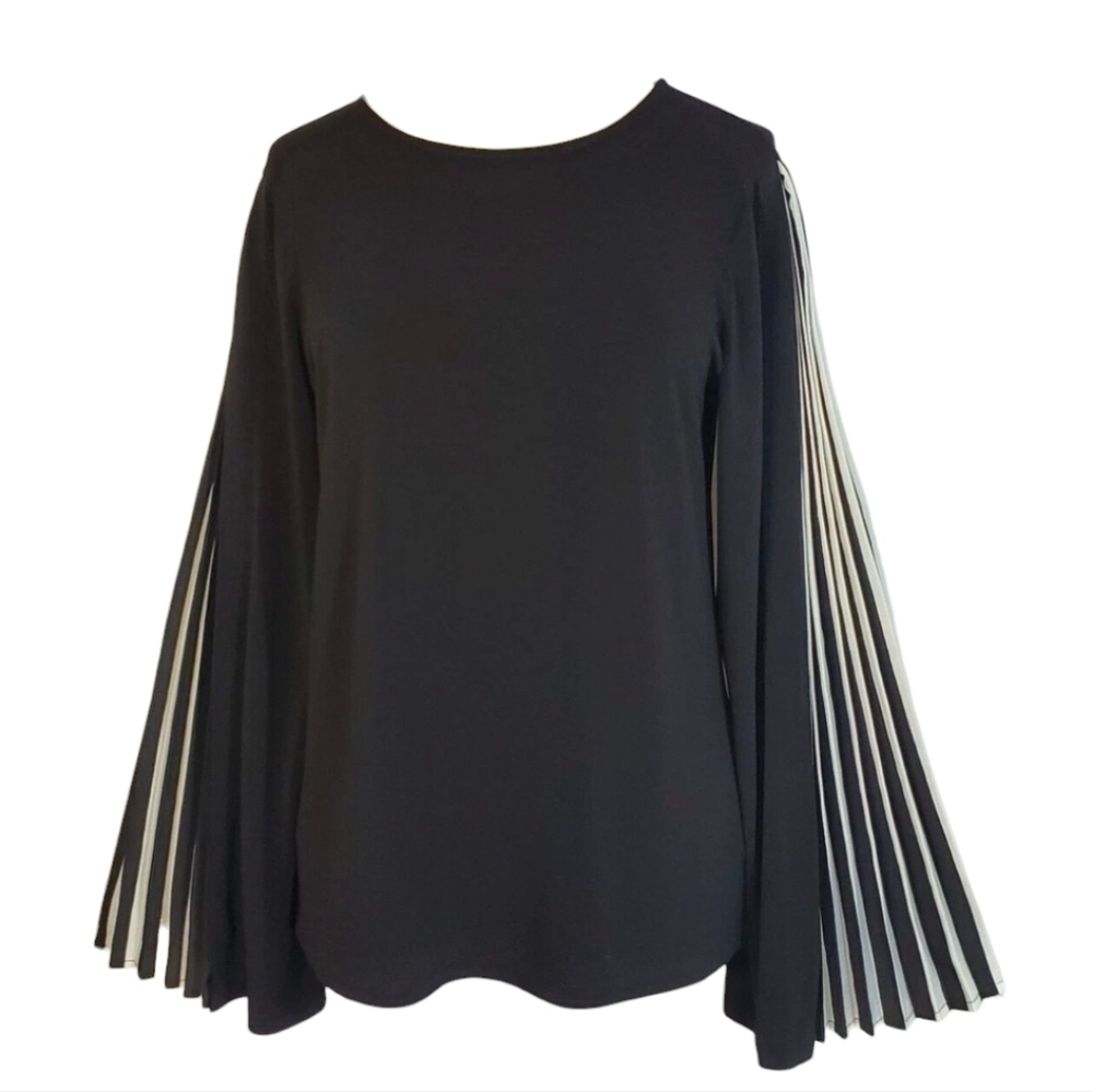 Chicos Knit Kit Pleated Sleeve Top Sz 3/ XL - Picture 4 of 6